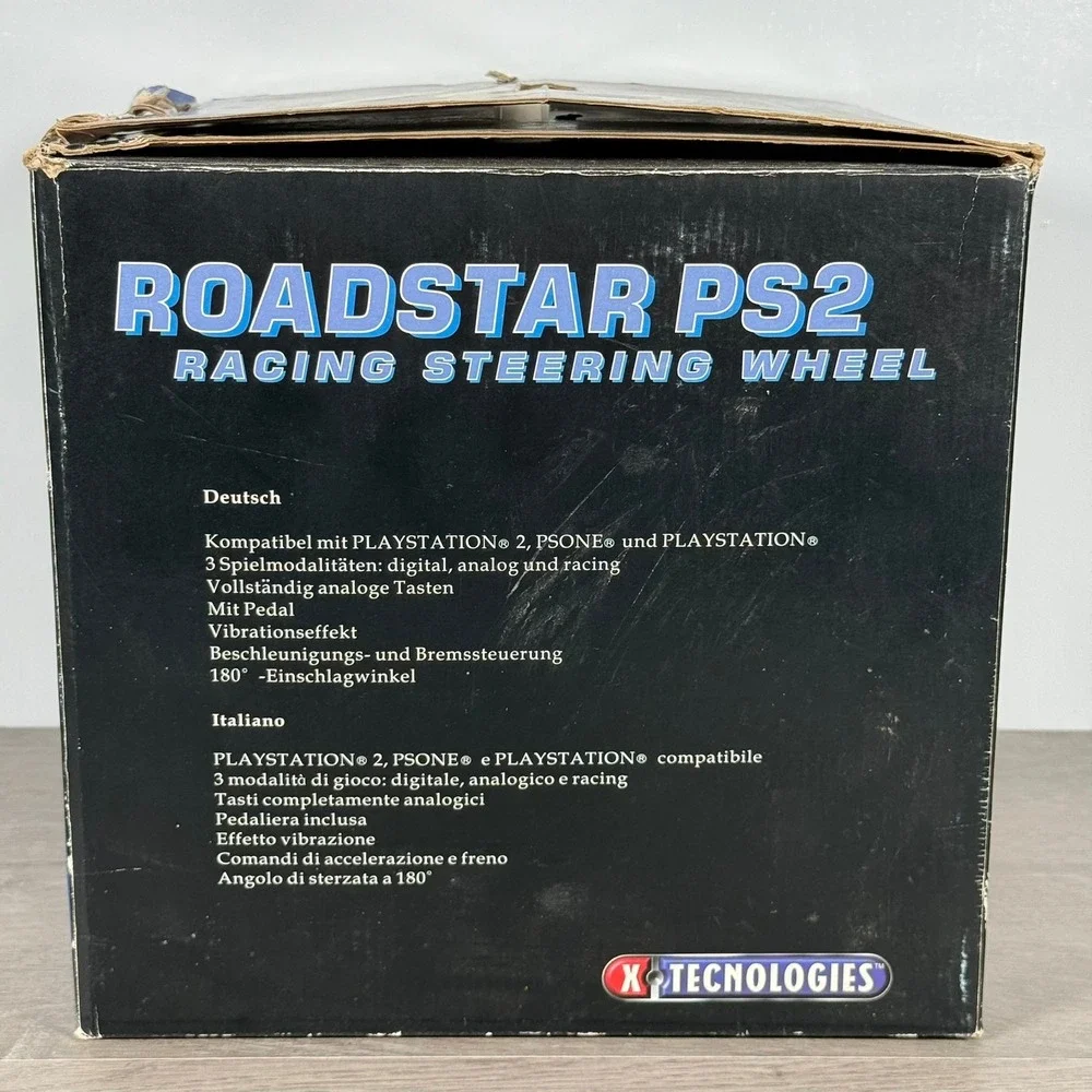 Roadstar PS2 Racing Wheel and Pedals Set for PlayStation 2 PSone Silver Black